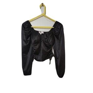 Madden NYC Cropped, Cinched Side, Long Sleeved Blouse, Off or On Shoulders